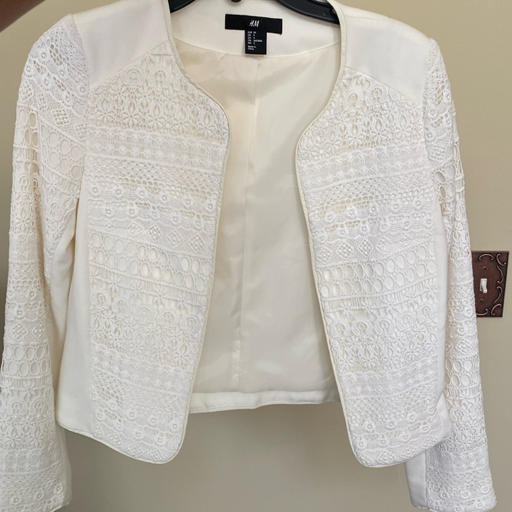 White Blazer Jacket with lace